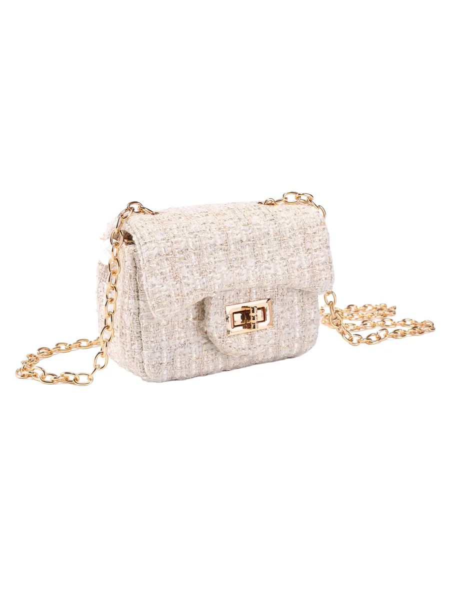 PRINSESSEFIN ALEXANDRA VESKE - TWEED ANTIQUE WHITE