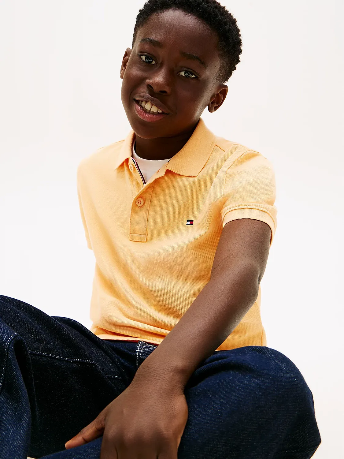 TOMMY HILFIGER FLAG POLO T-SKJORTE - FADED SUN KISS